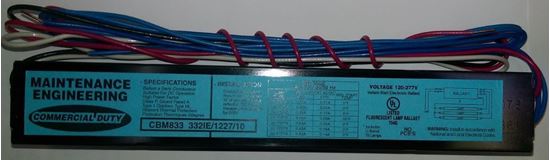 Picture of Fluorescent T8 Ballast 2 or 3 Lamps F32 Instant Start 332IE MV 10THD CEE 3-LAMP