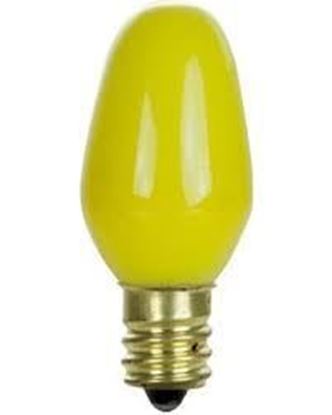 Picture of Light Bulbs Incandescents C7 7.5W Yellow Candelabra Colored Lamps 7 1 2C7 YEL CER CAN 6ML