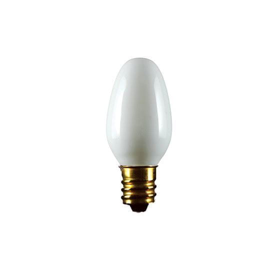 Picture of Light Bulbs Incandescents C7 7.5W White Candelabra Colored Lamps 7 1 2C7 WHT CER CAN 6ML